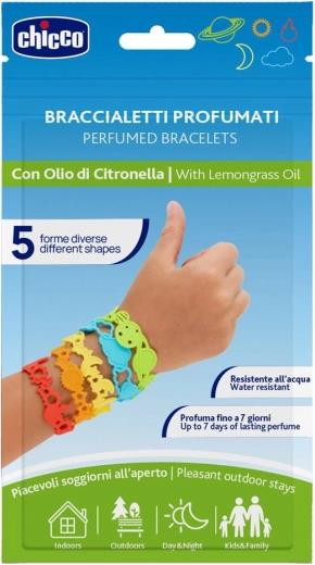 Chicco duftende Silikonarmbänder mit Citronella, 5 Stück