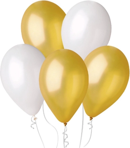 Metallic-Luftballons 25 cm – gold und perlmutt, 100 Stk.