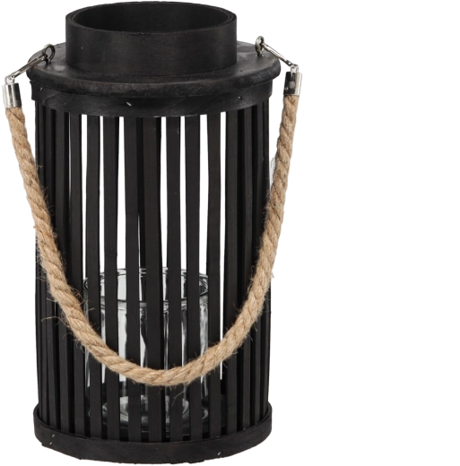 Holzlaterne 30 × 20 cm schwarz