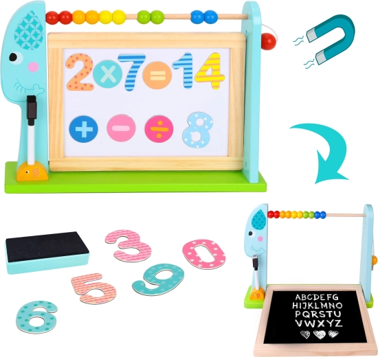 TOOKY TOY doppelseitige Lernwandtafel Elefant mit Rechenrahmen