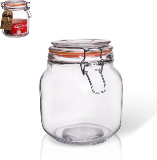 Bela-Dose aus Klarglas mit Metallclip, 1 l