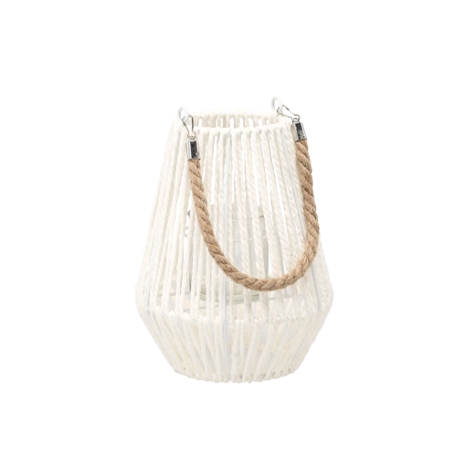 Weißer Lampion mit Glaseinsatz 24 cm