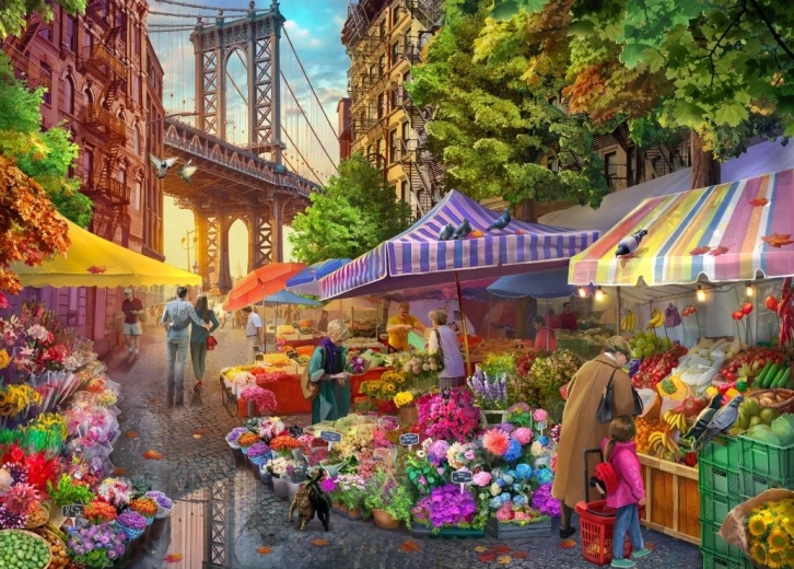 Puzzle Blumenmarkt in Brooklyn 500 Teile BLUEBIRD