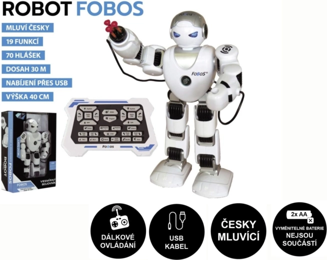 Interaktiver Roboter FOBOS RC, gehend und tschechisch sprechend, 40 cm, USB-Ladung
