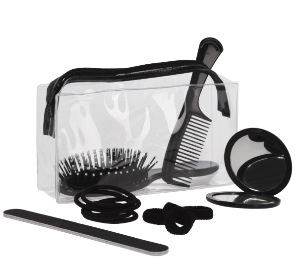 Kosmetiktäschchen mit Zubehör, rosa, 15-teiliges Set