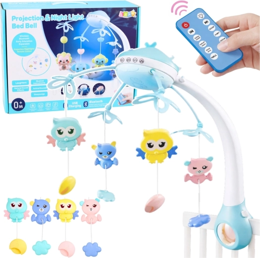 Baby-Mobile für das Kinderbett mit Projektor und Fernbedienung – rosa