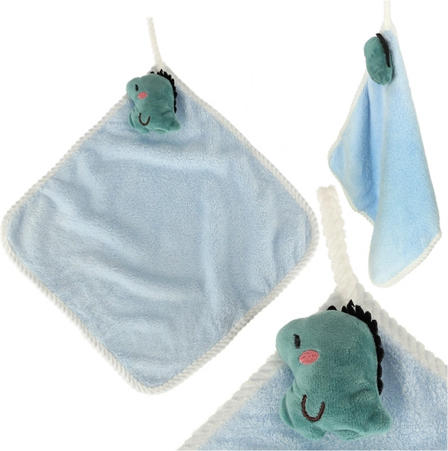 Kinderhandtuch für den Kindergarten 30 × 30 cm – blauer Dinosaurier