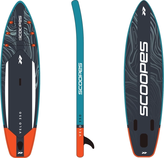 Aufblasbares SUP-Board LAGO 350 cm mit Zubehörset, grau