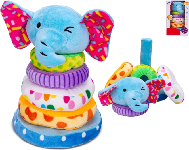 Plüsch-Pyramide Elefant mit Steckringen 21 cm