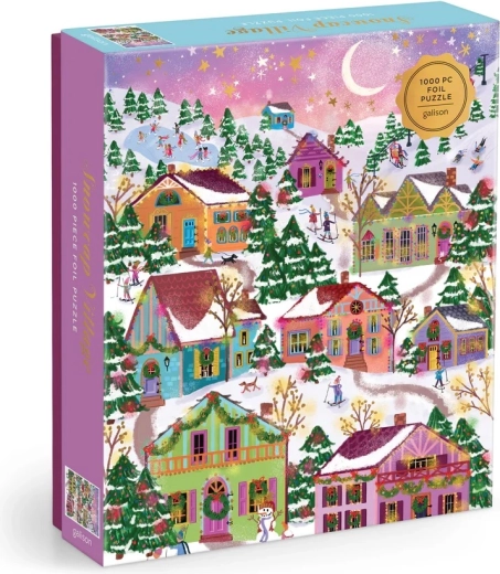 Galison Folienpuzzle Joy Laforme Verschneites Dorf, 1000 Teile