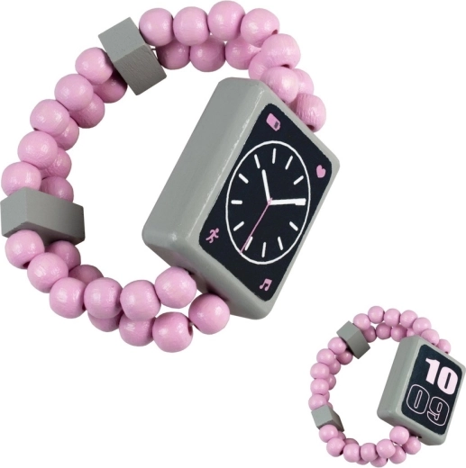 Detoa rosafarbene hölzerne beidseitige Armbanduhr