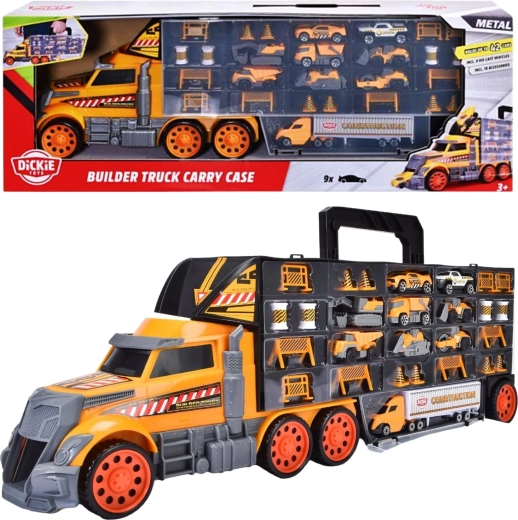 Dickie Toys Builder Truck Carry Case – Bau-Truck-Transporter-Koffer für Spielautos 62 cm