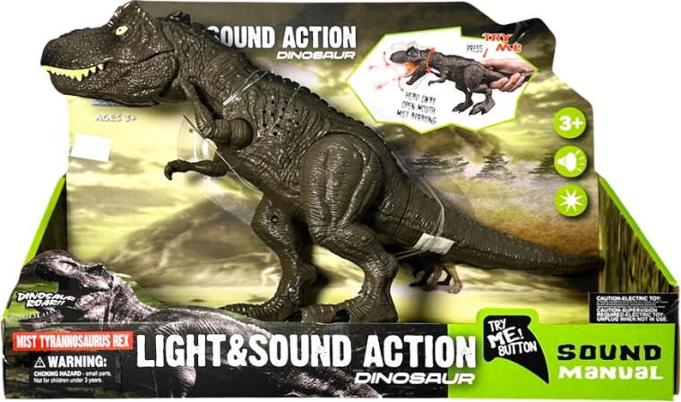 Dinosaurier Tyrannosaurus rex mit Licht- und Soundeffekten sowie Rauch - 1 Stück
