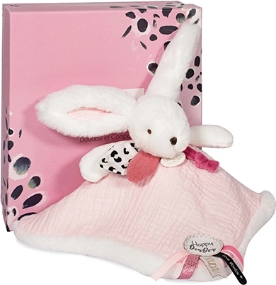 Doudou Geschenkset Rosa – Häschen mit quadratischem Tuch