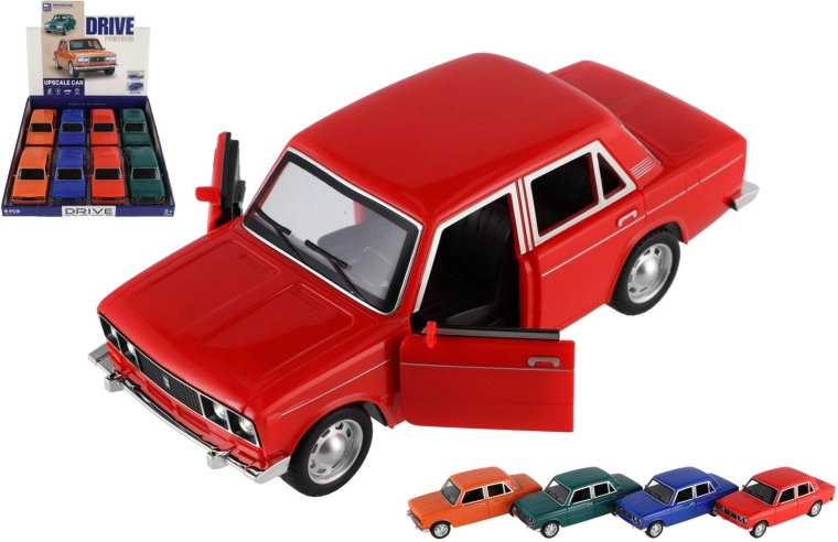 Retro-Auto mit Schwungradantrieb, Licht und Sound 18 cm