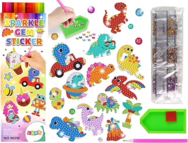 Diamant-Mosaik Aufkleber Dinosaurier