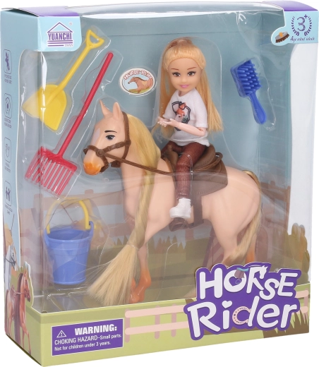 Pferd mit Puppe und Zubehör - 1 Stück