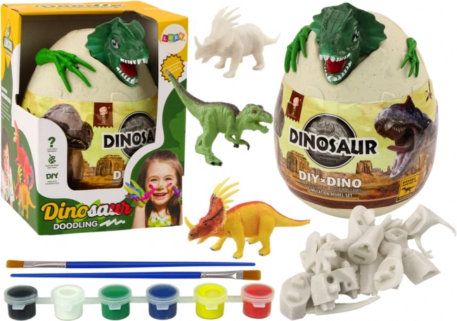 Ei mit Dinosauriern zum Bemalen grün
