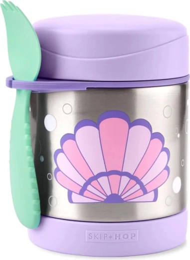 Skip Hop Spark Style Edelstahl-Thermosbehälter für Essen mit Löffel-Gabel, Muschel 325 ml