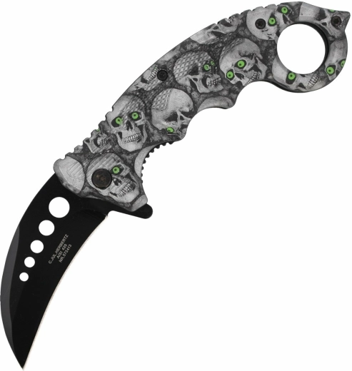 Herbertz CJH Totenköpfe Totenkopf-Klappmesser Karambit 7,3 cm