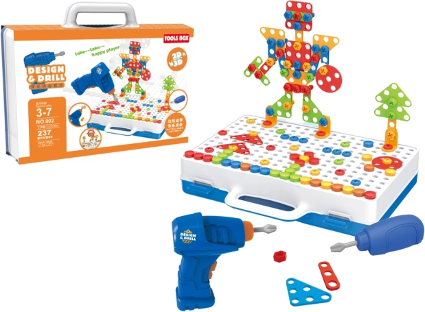Kreatives Baukasten mit Bohrmaschine und Köfferchen