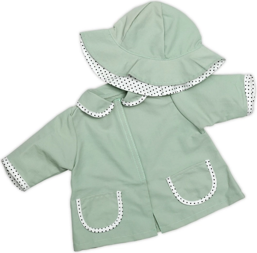 Skrållan wasserdichte Jacke und Regenhut für Puppe 45 cm