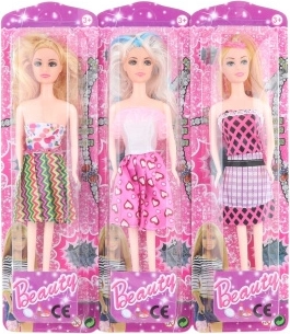 Puppe in buntem Kleid 28 cm