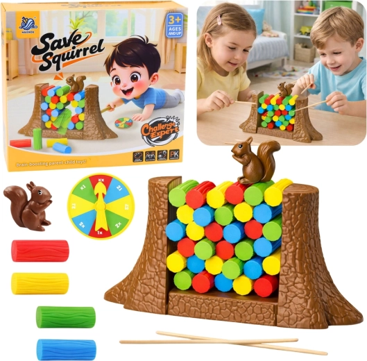 Familienskills-Spiel Rette das Eichhörnchen mit Spinner