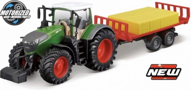 Bburago 10 cm Farmtraktor Fendt 1050 mit Anhänger für Ballen