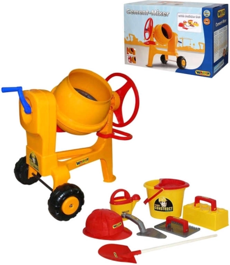 Wader Kinder-Betonmischer Construct mit Maurerwerkzeug und Helm