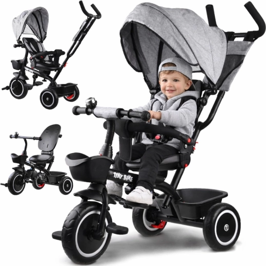 3-in-1 Kinder-Dreirad mit Verdeck TINY BIKE – Drehbar
