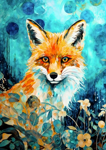 Enjoy Puzzle Fuchs auf blauem Hintergrund 1000 Teile