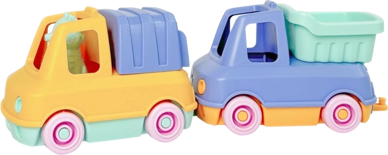 Simple. Set mit zwei Spielautos für Sand und Wasser – Kipper und Müllwagen