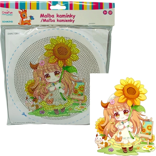 Diamantmalerei mit Rahmen – Puppe und Sonnenblume 20 cm