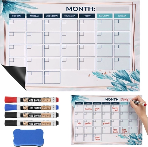 Magnetischer Planer für den Kühlschrank RUHHY 30 × 40 cm, trocken abwischbarer Kalender