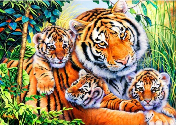 Diamantmalerei Tigerin mit Jungen 40 × 30 cm - 1 Stück