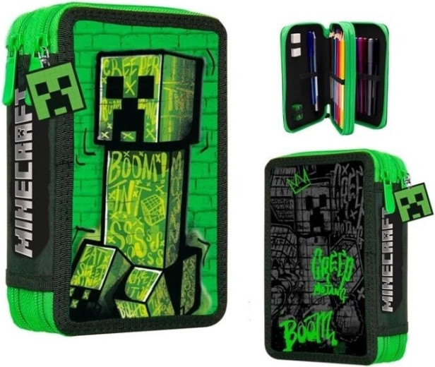 Ausgestattetes zweistöckiges Federmäppchen Minecraft Creeper