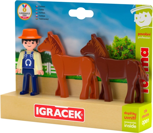 Efko Igráček Trio Farm – Bauer mit Pferden und Zubehör