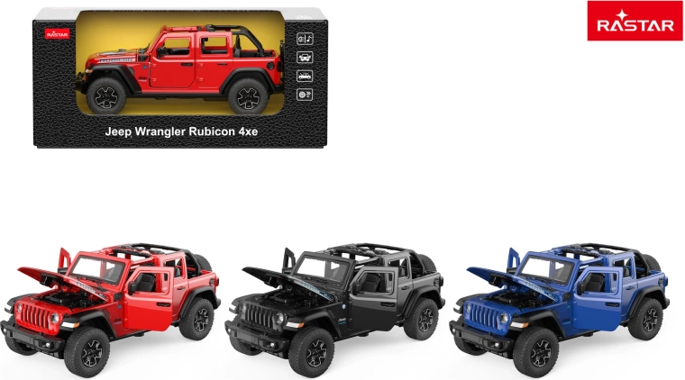 Rastar Metallauto Jeep Wrangler Rubicon 1:32 schwarz