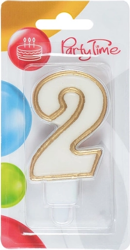 Geburtstagskerze Zahl 2 in Gold