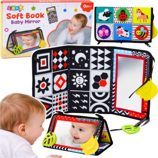 Kontrastreiche sensorische Spielmatte mit sicherem Spiegel für Babys