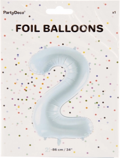 Folienballon Zahl 2 blau 86 cm