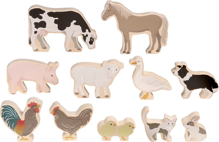 Micki Holztiere für den Bauernhof – Set mit 11 Figuren
