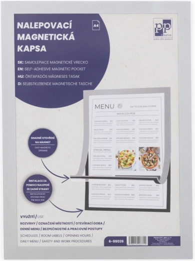 Selbstklebende Magnettasche A4, silbern