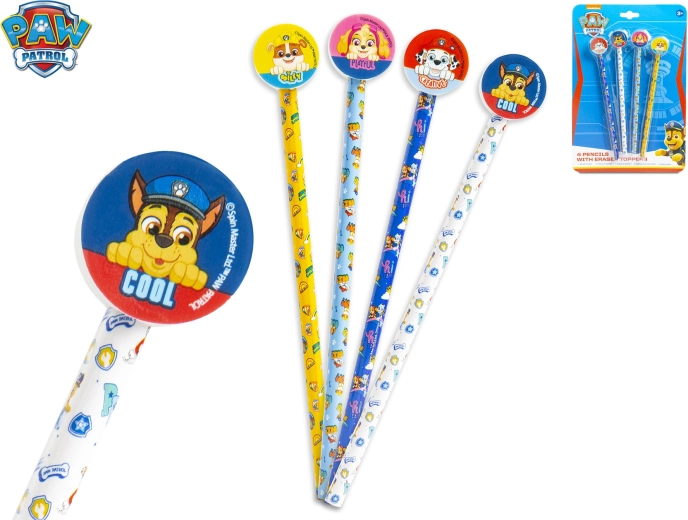 Bleistiftset mit Radiergummi PAW PATROL, 4 Stk., HB