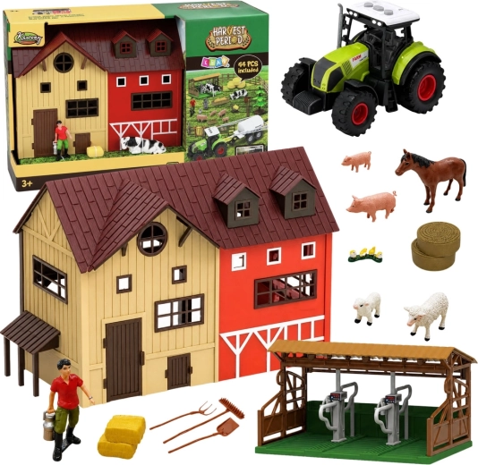 Bauernhof-Set mit Scheune, Traktor und Tieren – 44 Teile mit LED