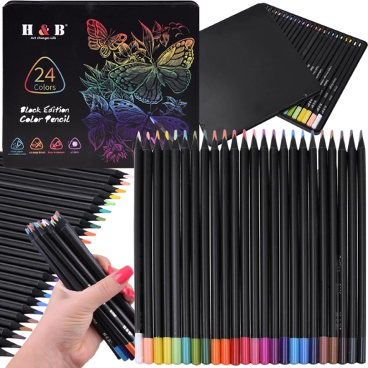 Buntstifte Black Edition – Set mit 24 Farben im Metalletui
