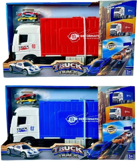 Kinder-LKW mit ausklappbarer Rennstrecke und Mini-Autos