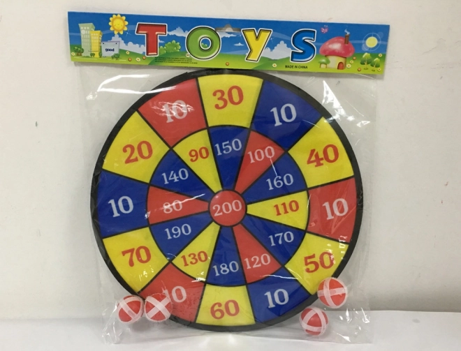 Zielscheibe mit Klettverschluss und vier Bällen