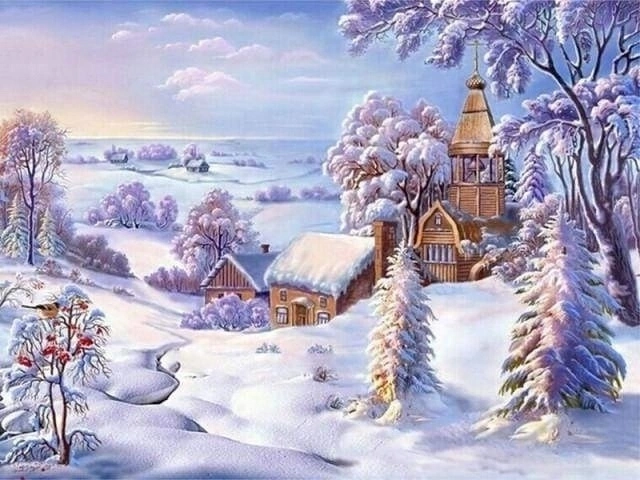 Norimpex Malen nach Zahlen Kirche im Schnee 40 × 50 cm